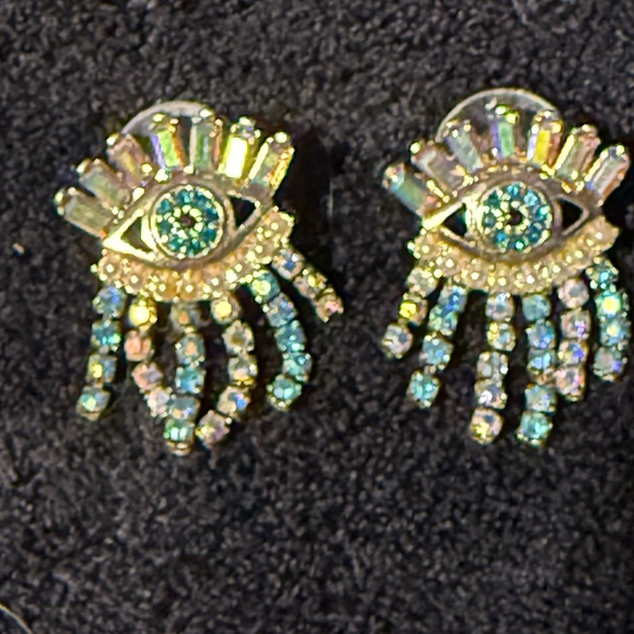 Betsey Johnson Jewelry - Gold and Blue Eye Earrings